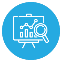 White icon on blue background illustrating the concept of aligned marketing and sales strategy